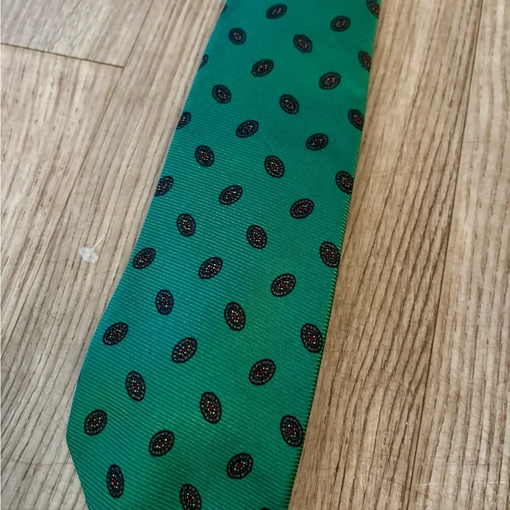 Polo by Ralph Lauren Green and Blue Patterned Tie - Made in Italy
